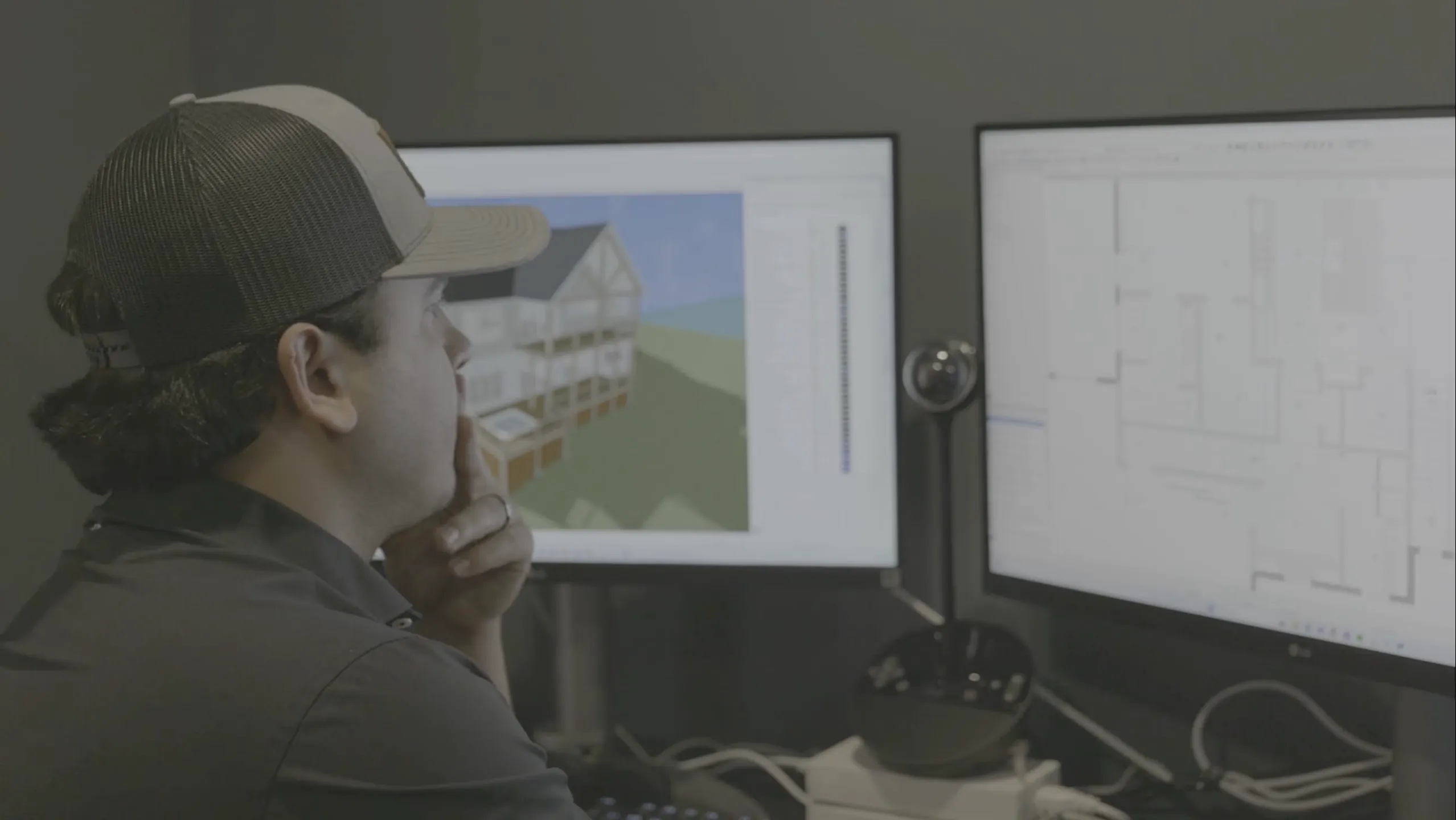 Sage Richardson designing a set of plans using CAD on his computer.
